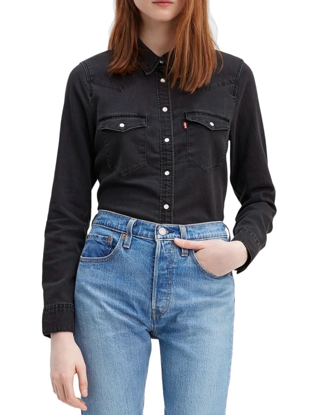 Levi's Ultimate Western Shirt- Black Wash- Pearl Snap Buttons & Yoke Detailing